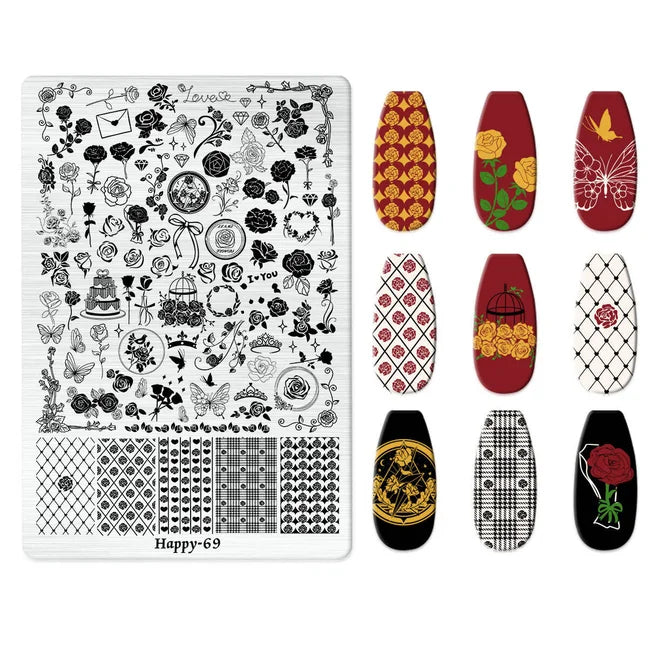 Maple Leaf Nail Stamping Plates Autumn Winter Leaves Design Polish Stencil Nail Printing Stamp Image Manicure Mold Stencil Tool