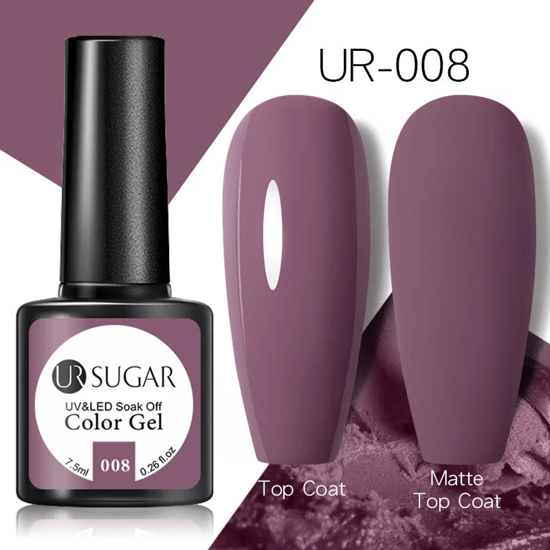 UR SUGAR 7.5ml Rose Glitter Solid Color Gel Nail Polish Jelly Nude Pink Semi Permanent DIY Nail Art UV LED Soak Off Gel