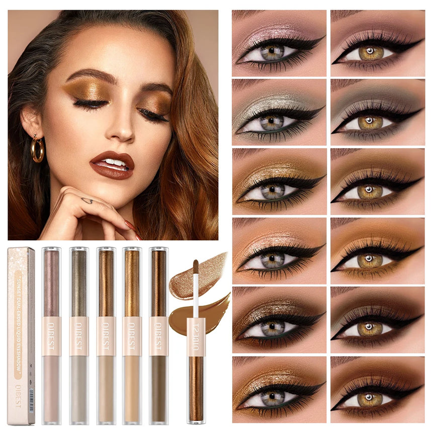 2 In 1 Stick Pearly Matte Eyeshadow Cream Smooth Nude Eye Makeup Liquid Contour Shadow Stick Waterproof Shimmer High Light Pen