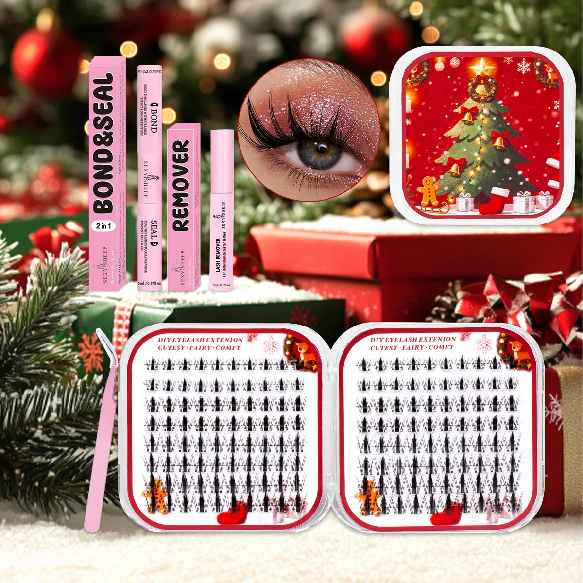 Christmas Gift Eyelash Clusters Manga Natural Look Individual Lashes Kit Lash Extension Wtih Lash Glue Use At Party Cosplay