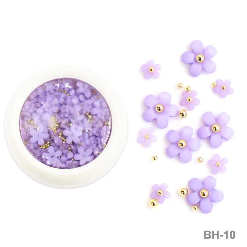 White Acrylic Flower Nail Art Decorations Mixed Size Rhinestones Red Blue Gem Manicure Tools Accessories DIY Nails Design 5g