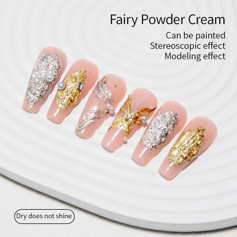 RS NAIL 8g Sparkle Painting Gel No Wipe Platinum Gel Glitter Metallic Golden Silvery Liner Gel French Drawing Liner DIY Nail Art