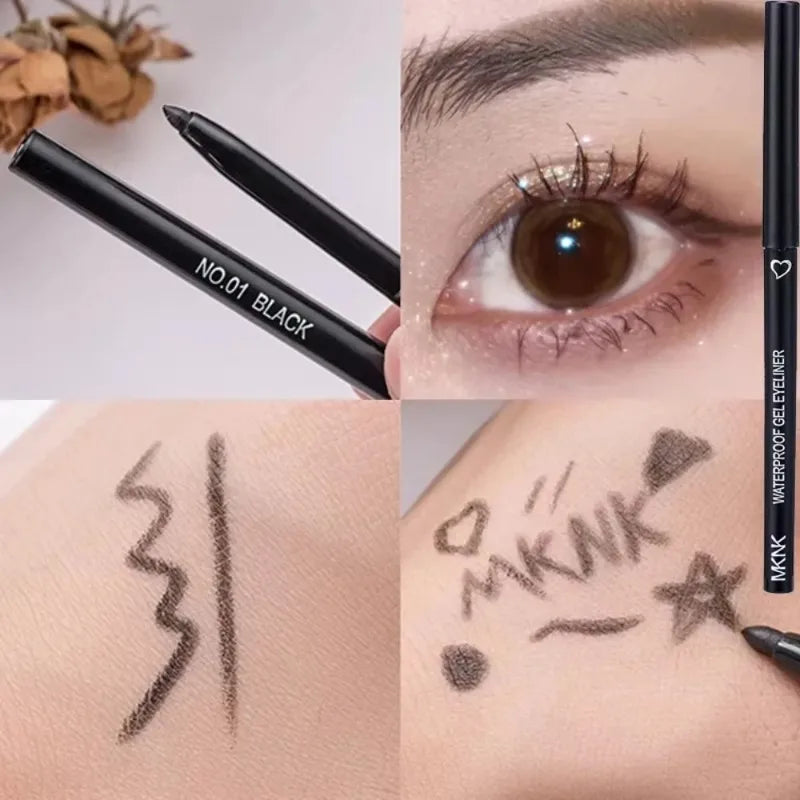 6 Colors Eyeliner Pencil Waterproof Long-lasting Red Black Brown Eyeliner Easy Wearing Quick Dry Smooth Eye Liner Gel Eye Makeup