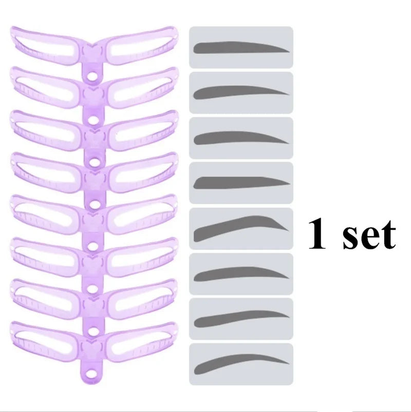 8 In 1 Reusable Eyebrow Stencil Beauty Makeup Brow Stamp Template Eyebrows Shape Set Eye Brow Makeup Tools and Accessories