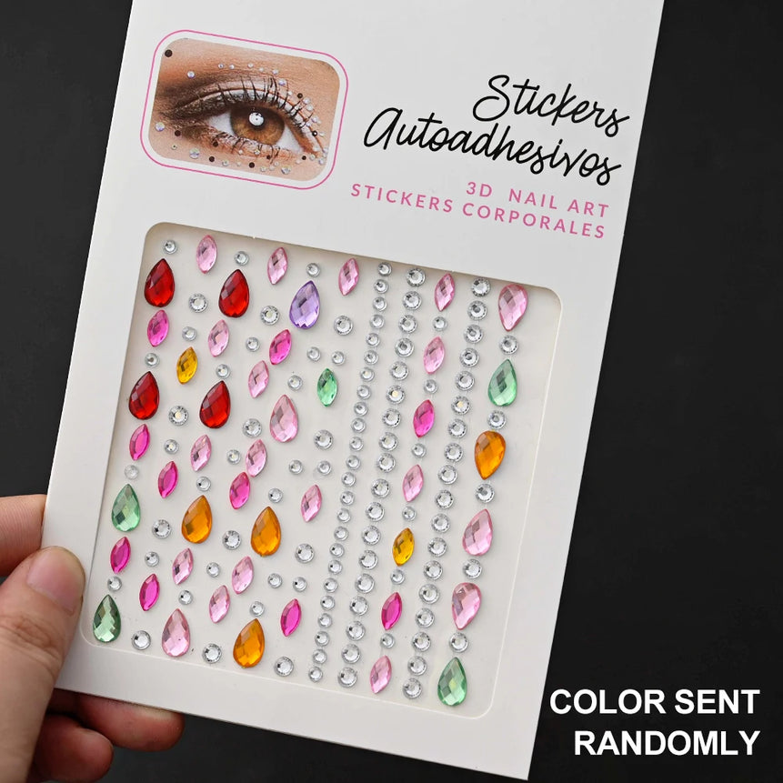 New 3/4/5mm 900pcs Pearl Face Gem Stickers Shining Glittle Self Adhesive Waterproof  Rhinestone Stickers Party Wedding Makeup