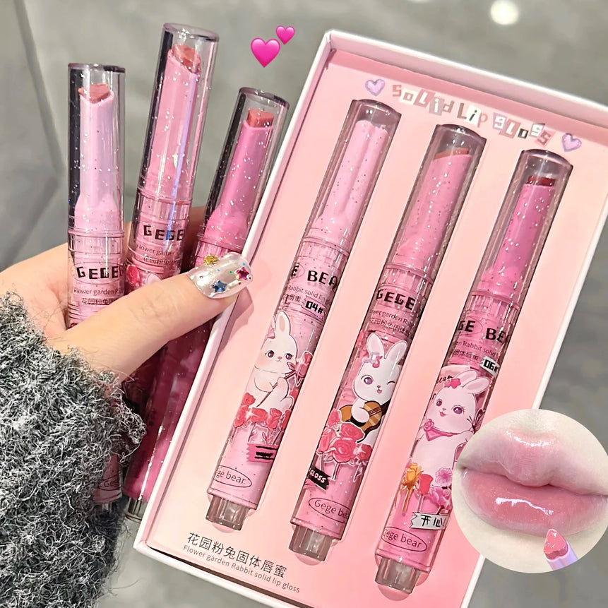 Gegebear Garden Pink Lip Glaze Moisturizing and Moisturizing Lipstick Sweet and Cute Lipstick Lasting Soft and Moisturizing Lips