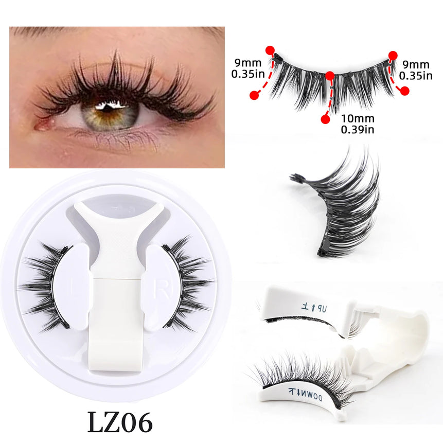 1/2 Pairs Magnetic False Eyelashes Kit Natural Curly Faux Lashes No Glue Needed Magnetic Fake Eyelash with Tweezers Makeup Tool