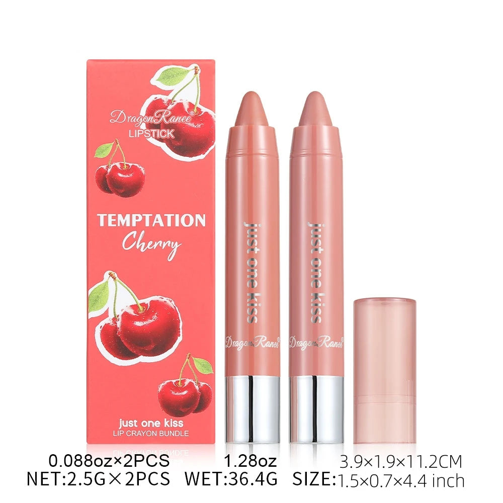 Two Lipstick Set, Water-Glossy Mirror, Light-Lasting, Moisturizing, Non-Removing Makeup, Long-Lasting Makeup Effect Lipstick Set