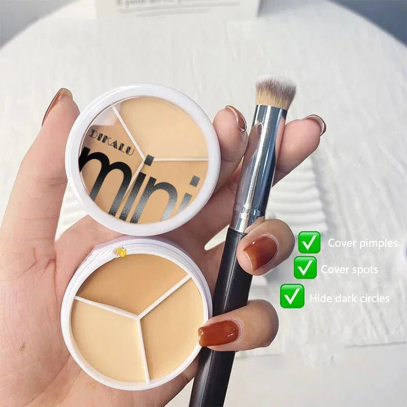 3Color Concealer Full Covers Dark Circles Acne Marks Spots Tear Furrows Concealer Cream Brighten Face Even Skin Color Foundation