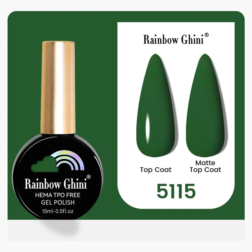 Rainbow Ghini 15ML 146 Colors Long-Lasting Colorful Gel Nail Polish Professional UV/LED Gel Polish Base Coat Matte Top Coat