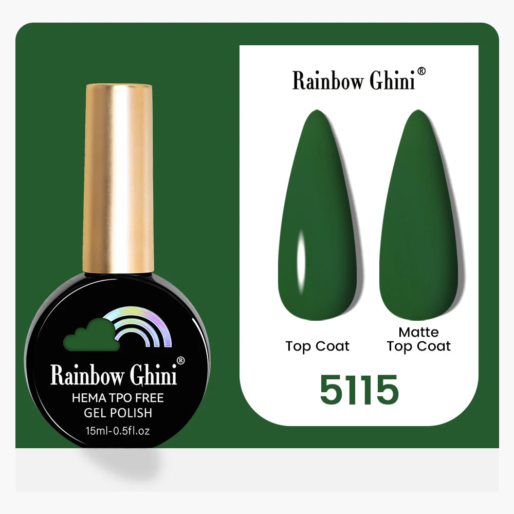 Rainbow Ghini 15ML 146 Colors Long-Lasting Colorful Gel Nail Polish Professional UV/LED Gel Polish Base Coat Matte Top Coat