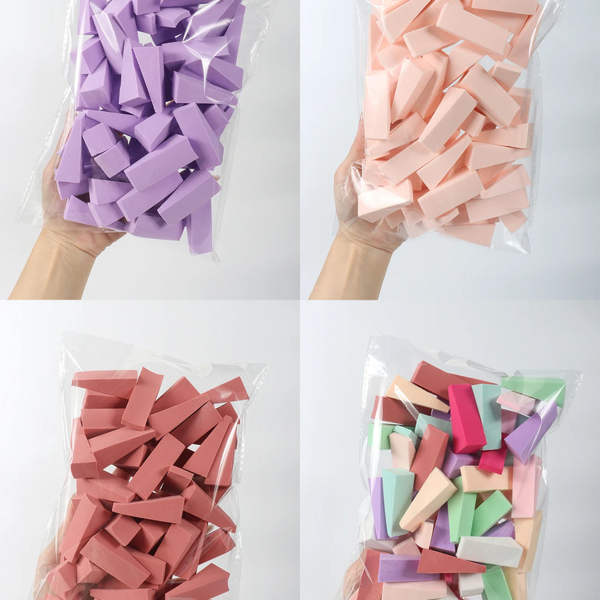 50 Pieces of Random Color Facial Curve Mixed Makeup Sponge, Latex-Free, Small Wedge-Shaped Smooth Application Beauty Sponge Applicator
