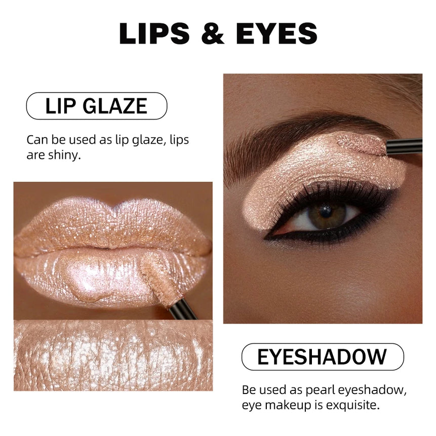 QIBEST 6 Colors Metallic Glitter Diamond Liquid Lipstick Waterproof Long Lasting Pearl Shiny Lip Gloss Charming Women Lip Makeup