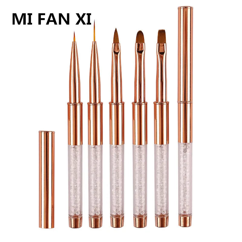 5Style Nail Art Acrylic UV Gel Extension Builder Rhinestone Painting Brush Lines Liner Pattern Drawing Pen Manicure Tool