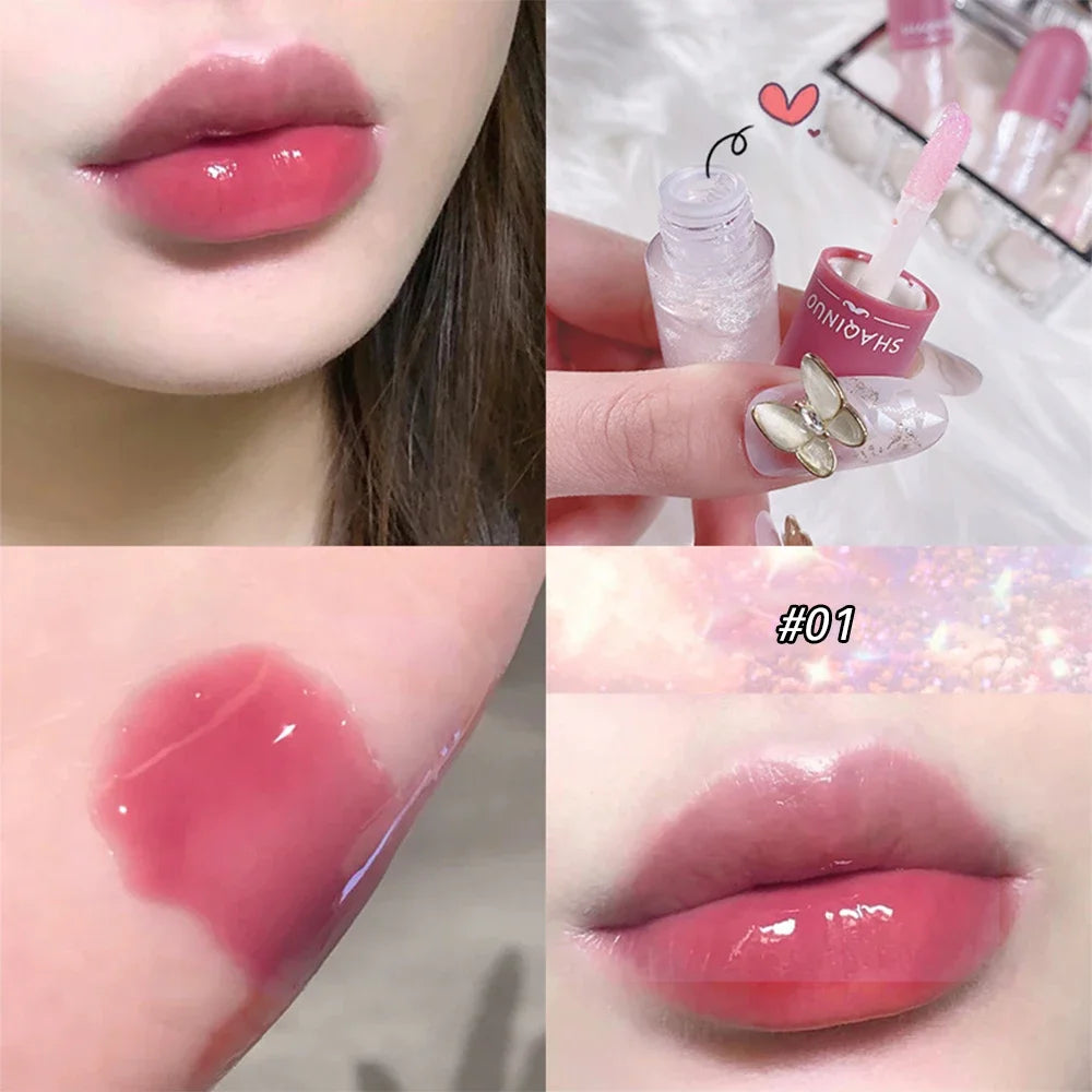 Moisturizing Plumping Lip Oil Color Change Crystal Jelly Lip Glaze Glass Transparent Glitter Lip Gloss Lips Makeup Cosmetics