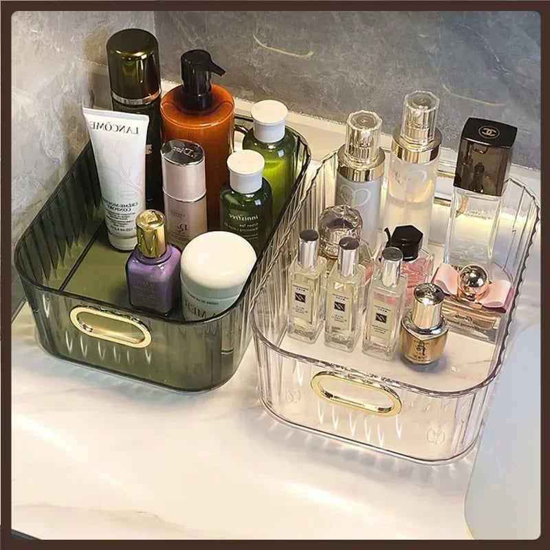 Rectangular Desktop Cosmetic Storage Drawer Stackable Green Box Acrylic Rack Sundries Snack Makeup Storage Basket Organizer