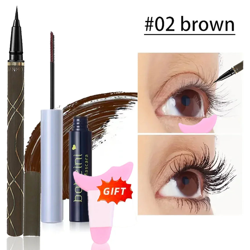 Silk Fiber Curling Mascara, Ultra-Fine Brush, Lengthening & Volumizing, Waterproof, Smudge-Proof, Long-Lasting, Unisex, Eye Safe