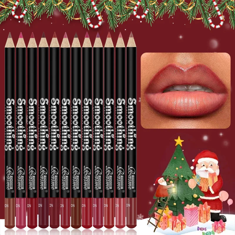 Christmas Waterproof Matte Lipliner Pencil Red Contour Tint Lipstick Long Lasting Non-stick Cup Moisturising Lips Makeup