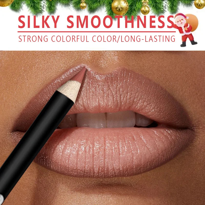 Christmas Waterproof Matte Lipliner Pencil Red Contour Tint Lipstick Long Lasting Non-stick Cup Moisturising Lips Makeup