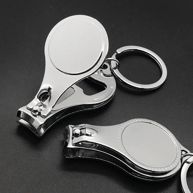 1Pc Round Stainless Steel Big Large Heavy Duty Keychain Finger Toe Nail Beauty Care Tool Cutter Trimmer Clipper With Beer Opener