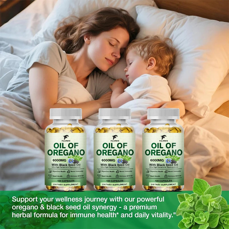 Oil of Oregano Softgels – Organic Oregano Oil Capsules with Black Seed Oil, Immune & Digestive Support, Antioxidant Support