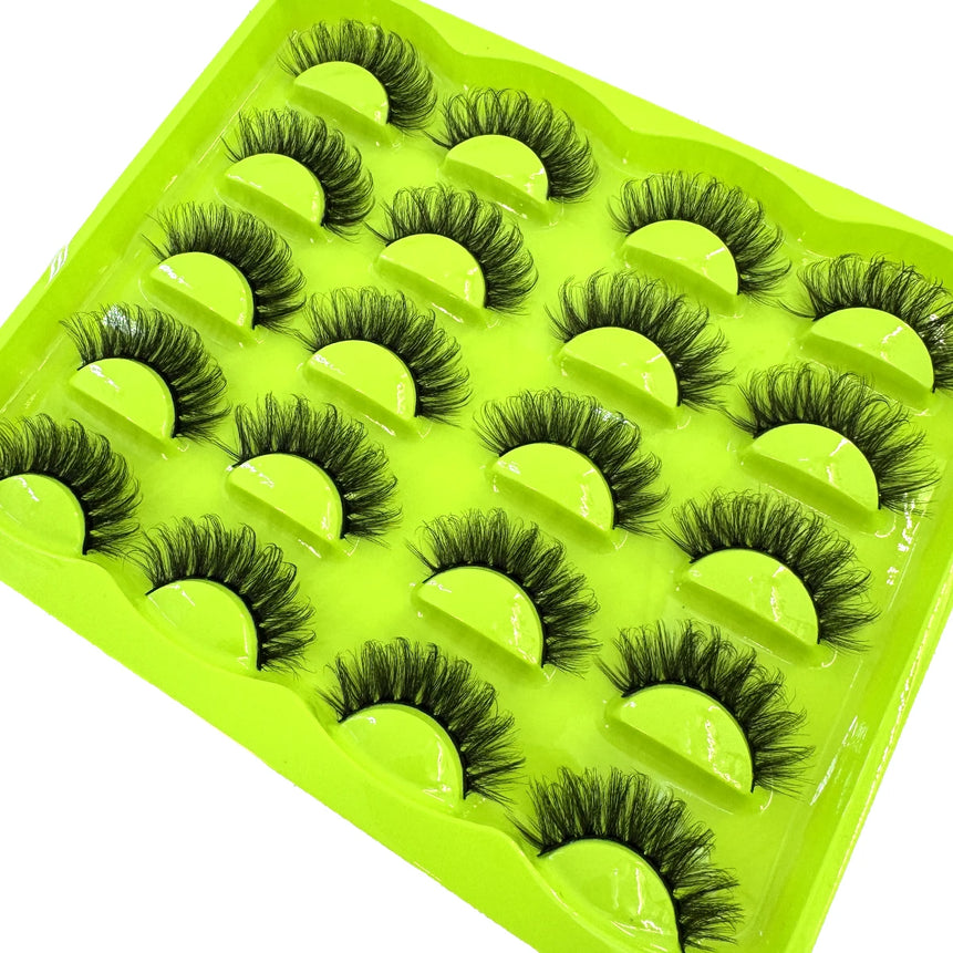 New 10 Pairs 3D Faux Mink Lashes Wispy Fluffy 25MM False Eyelashes Thick Volume Dramatic Cat Eye Lashes Long Strip Wispy Makeup