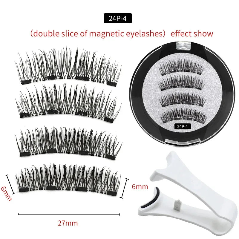 3D Magnetic False Eyelashes Reusable Magnetic Eyelashes With 4 Magnetic Lashes Natural Eyelash Extension Makeup Tools