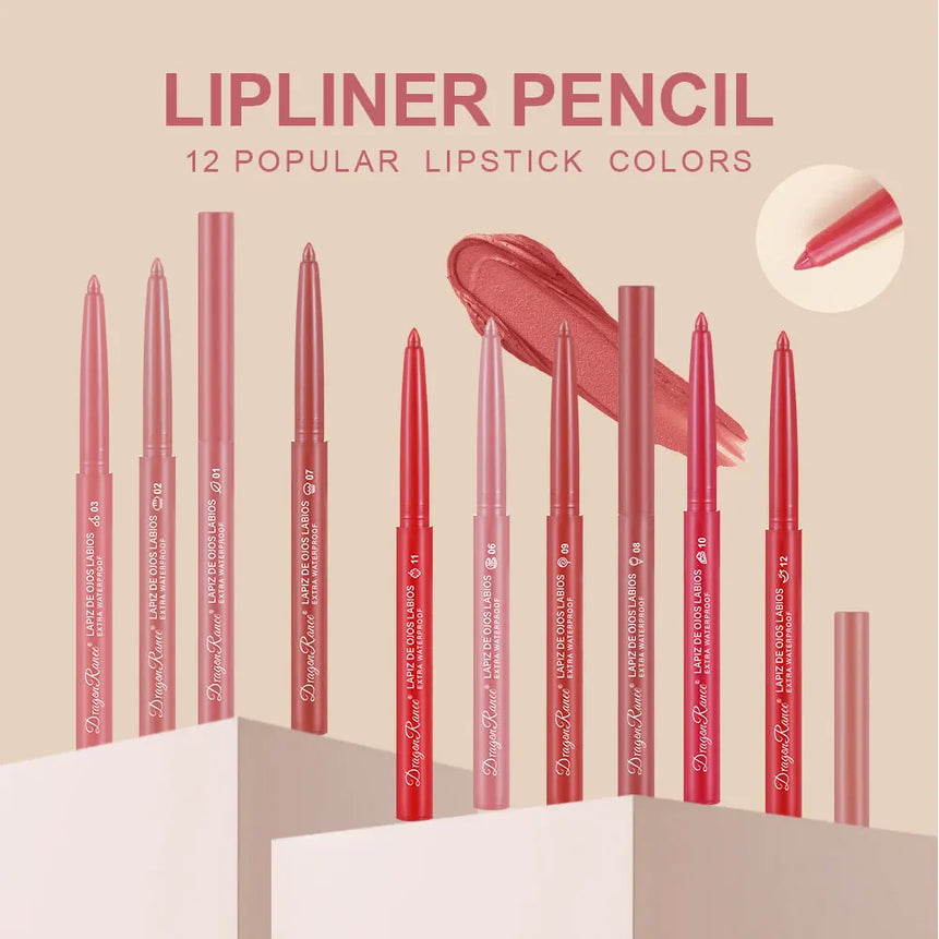 Lip Liner Lipstick Pen Waterproof Long-Lasting Hook Line Lip Pencil Matte Matte Beginner Automatic Lip Liner Bean Paste Color Hook Pen Automatic Rotating Lip Liner
