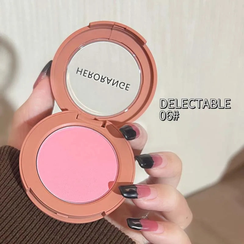 HERORANGE Monokrom Serbuk Blush Waterproof, Long-lasting, Peach-orange Soft Matte Natural Blush Rouge