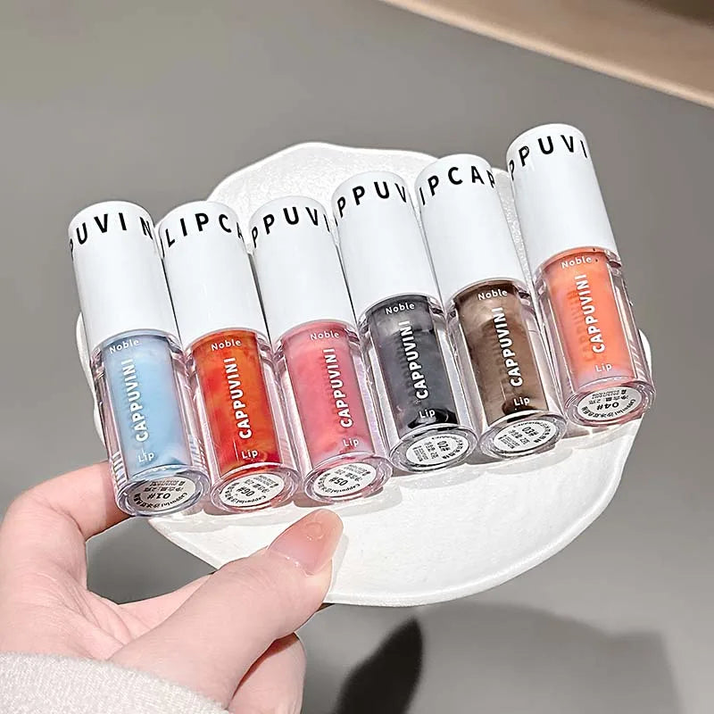 Cappuvini Sand Ice Double Color Lip Glaze Moisturizer Smooth Plumps Lips Easy to Apply Color-Enhancing Lip Gloss Lipstick