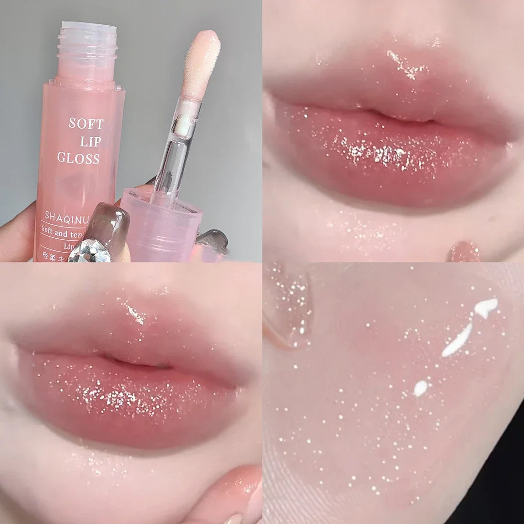 Light Rich Watery Lip Oil Glitter Clear Transparent Glossy Lipstick Moisturizing Nourishing Hydrating Lip Gloss Makeup Cosmetics