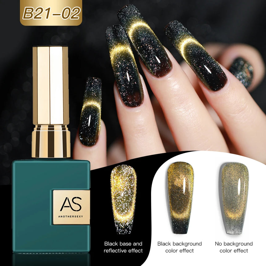 AS 15ml Cat Eye Nail Gel Polish 9D Shiny Magnetic Gel Polish Galaxy Effect Nail Gel Soak Off Manicure Varnish Need Black Gel