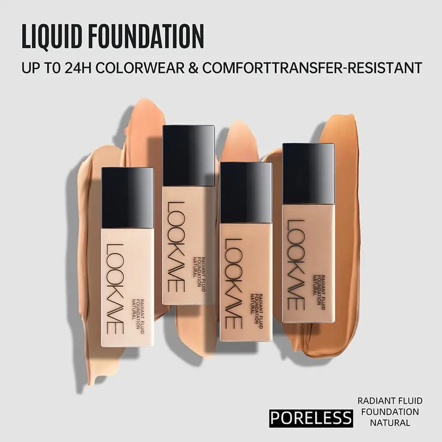 LOOKAVE Liquid Foundation | Long-Lasting, Full Coverage, Matte Finish, Moisturizing Liquid Base, Conceals Imperfections, Smooth Natural Makeup