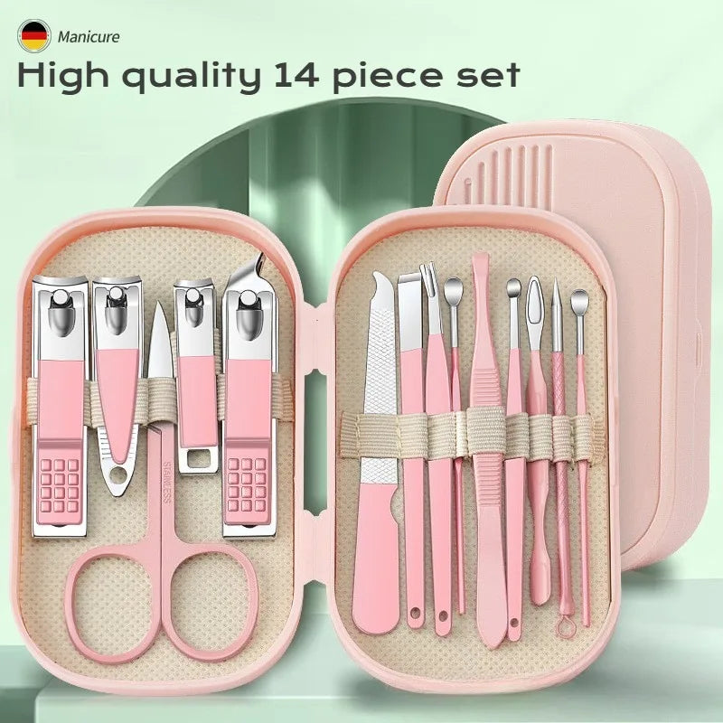 8/10/14 Pieces Stainless Steel Nail Clipper Set Manicure Pedicure Tools Kit with Nail File Cuticle Scissors forHome Travel Gifts