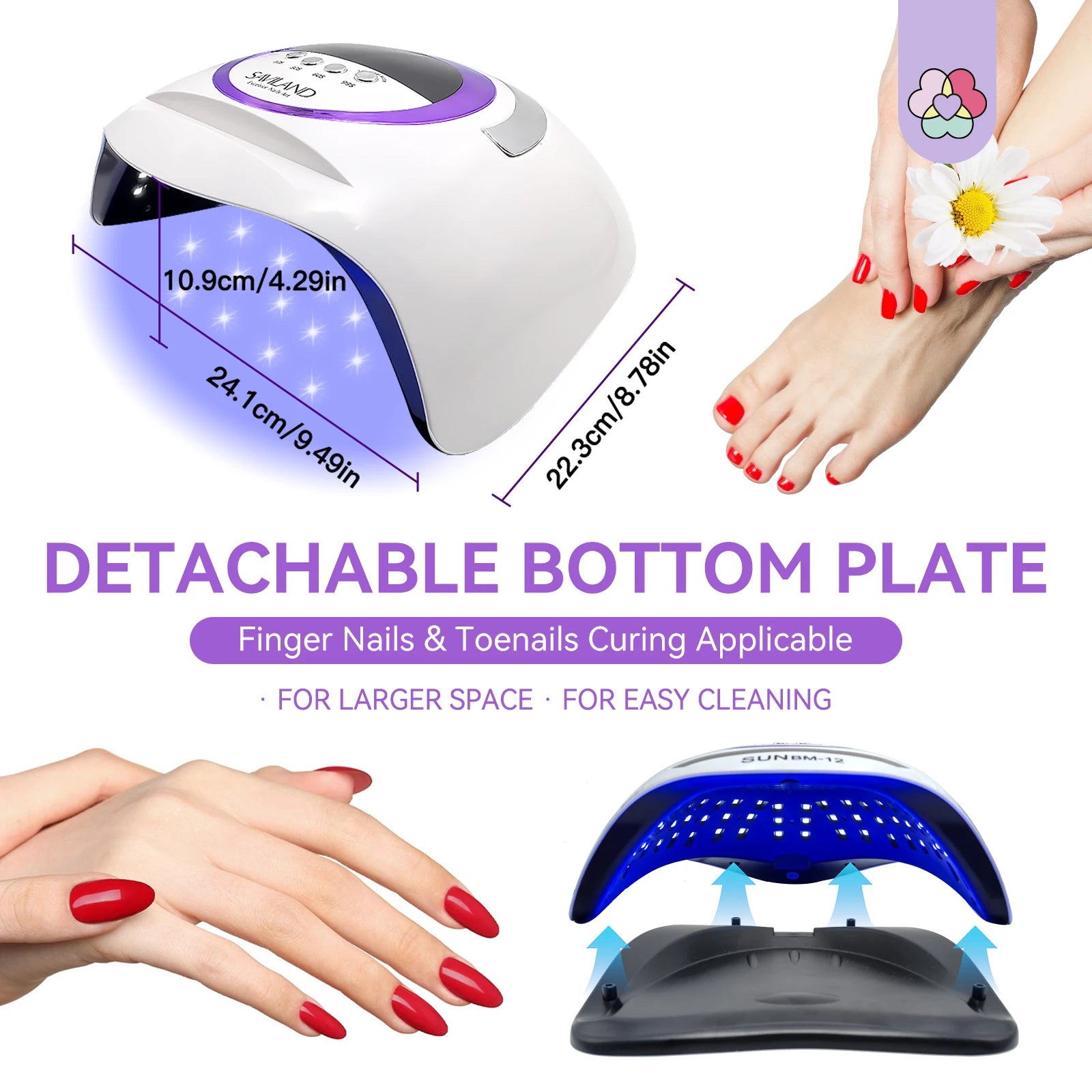 SAVILAND UV LED Nail Lamp 300W Nail Curing Lamps For Home Salon Powerful LED Drying Lamps For All Gel Polish Nail Equipment