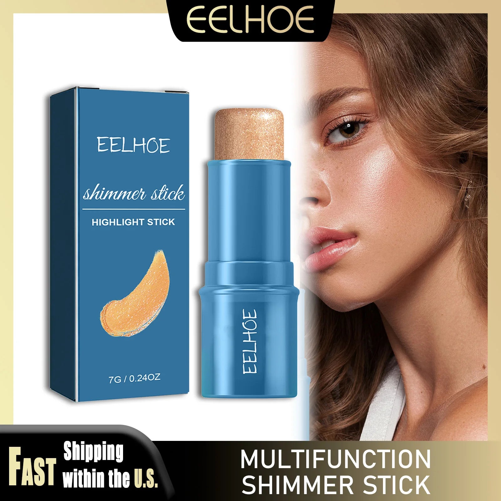 EELHOE Contouring Shimmer Stick Nose Bridge Shadow Three-dimensional Contour V Facial Shape Brighten Trimming Highlighter Cream