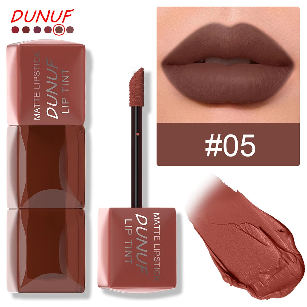 DUNUF 1pcs Liquid Matte Lipstick Velvet Matte Women'S Makeup Long-lasting Waterproof Non-stick Cup Non-fade Lip Gloss