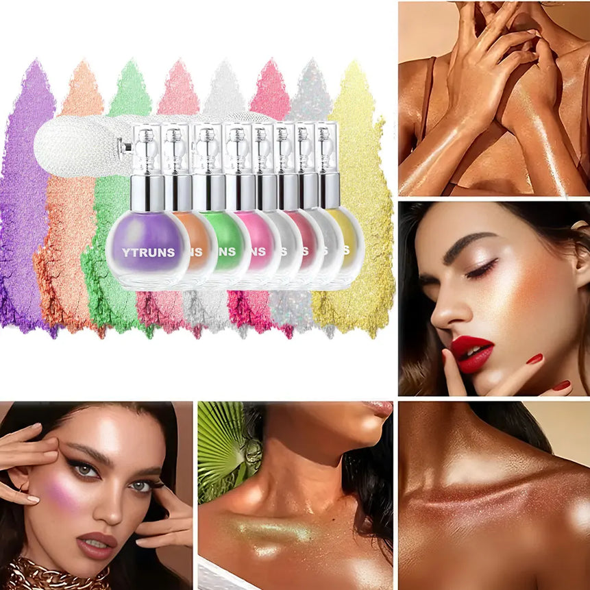Star glitter spray, body makeup highlighter, 3D glitter powder, suitable for performance and dance party