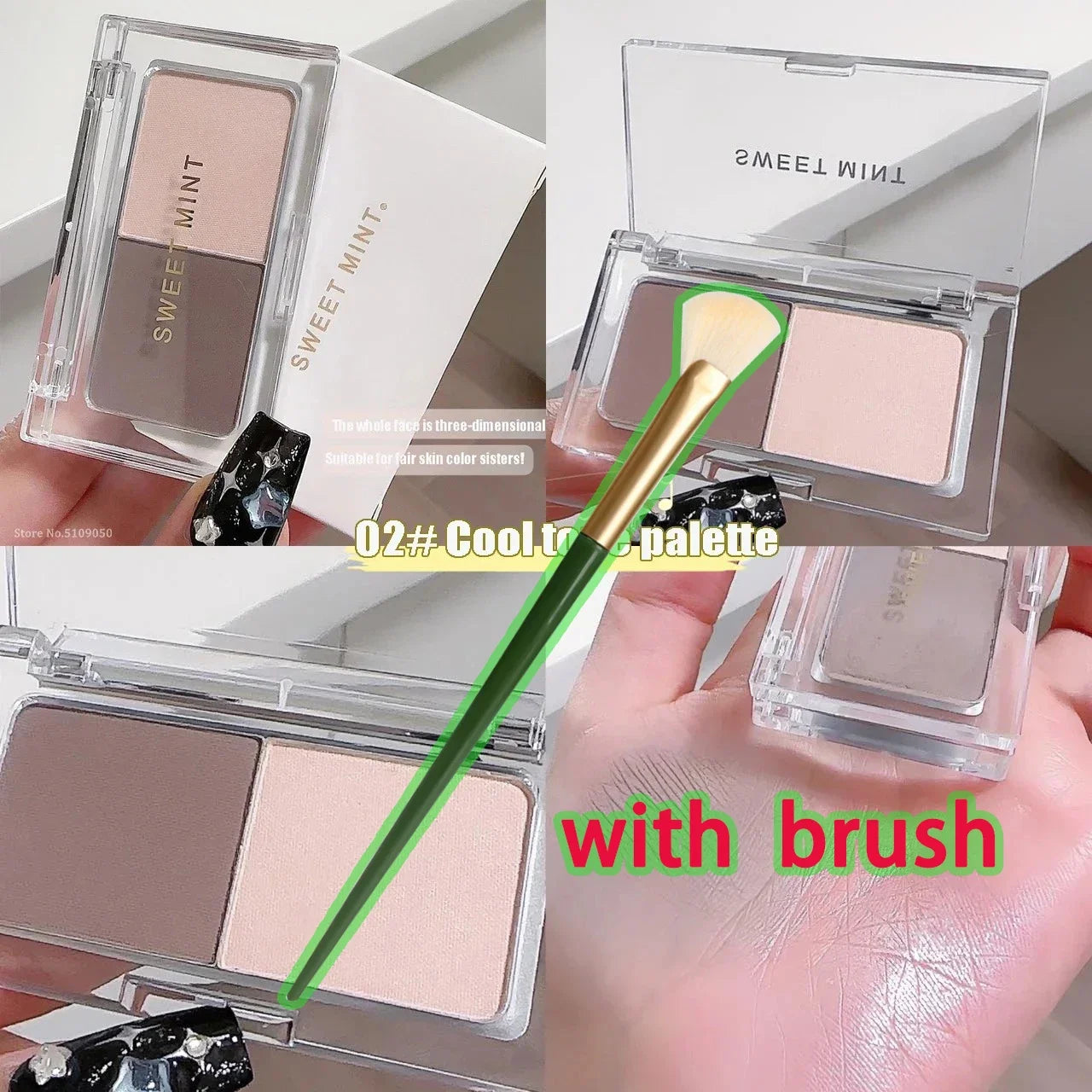 2 Color Tone Shading Shadow Powder Palette Contouring Highlighting&Bronzer Brighten Contour Three-dimensional Nose Makeup