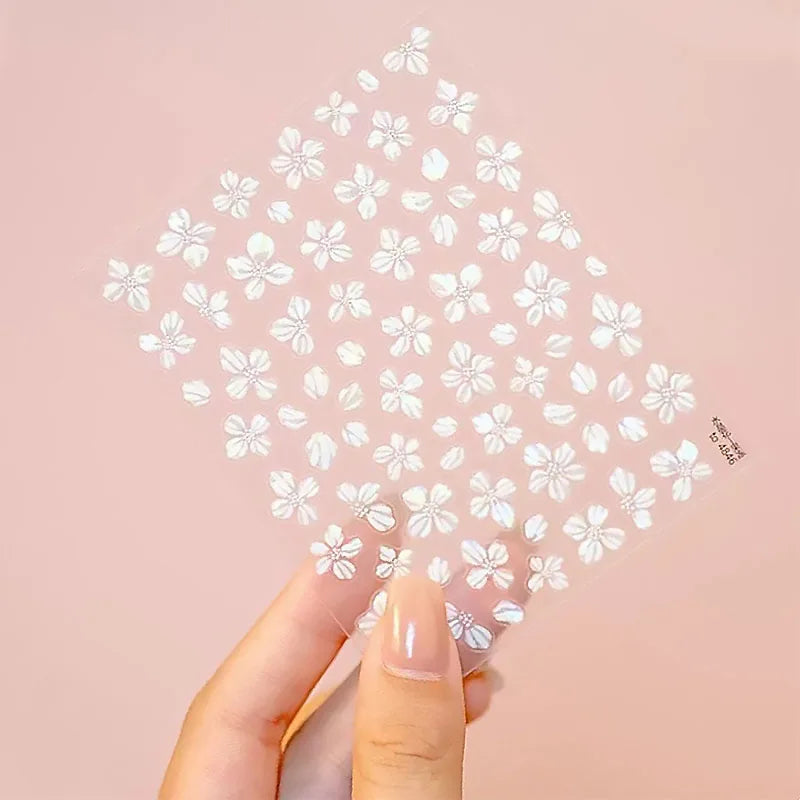 New Hipster Pure White Flowers Rose Spring Lily Camellia Daisy Jelly Cherry Blossom Nail Art Stickers Manicure Decals ZJT11