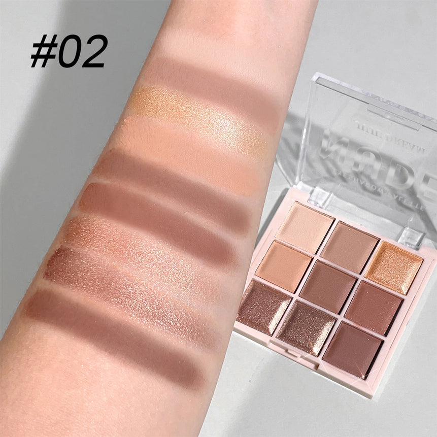 JUJU DREAM 9-Color Eyeshadow Palette, Matte & Shimmer Finish, Soft Milk Tea Tones, Compact & Easy for Daily Student Makeup