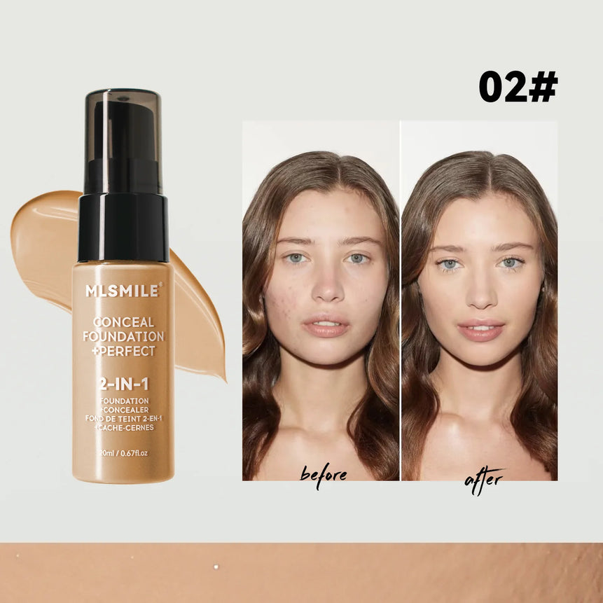MLSMILE 6 color Liquid Foundation long-Lasting Waterproof, Moisturing Sweat resistant and easy to Oil-control