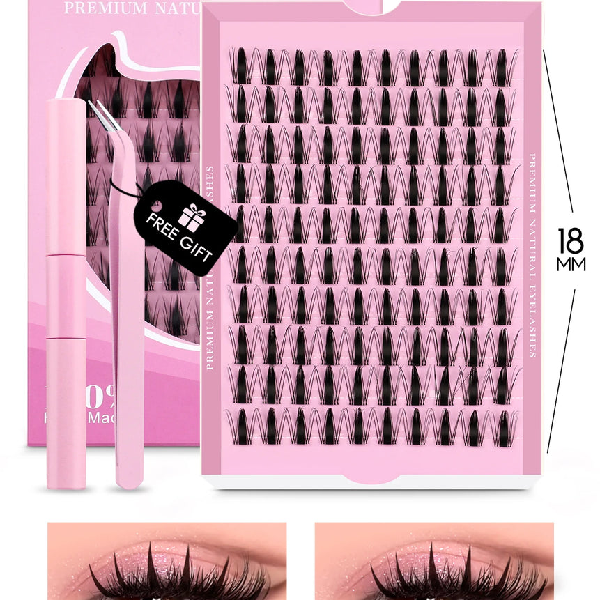 GROINNEYA Cluster Lashes Kit Manga Lashes Natural Eyelash extension Cluster Natural Volume Individual Lashes Mixed Tray Lashes