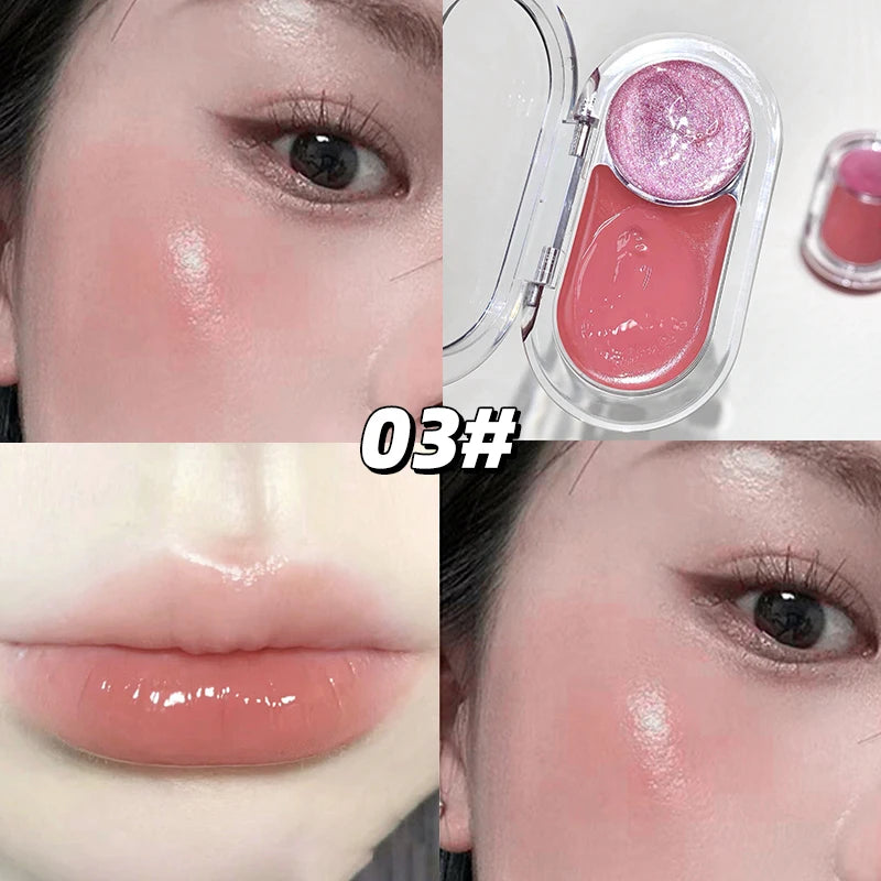 Gege Bear Two Color highting Blush Cream Dual-use Brighten Lip Cream Blush Natural Cheek Tint Waterproof Contouring Makeup