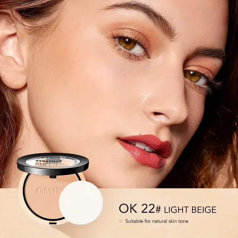 Pressed Powder Waterproof Long-lasting Full Coverage Face Compact Powder Makeup Foundation Oil 3 Color Control Cosmetics