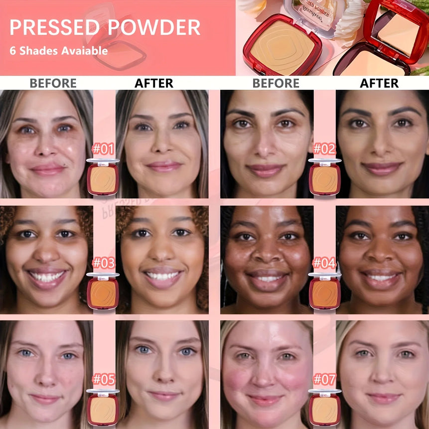 Full Coverage Pressed Powder Foundation  Matte Control Oil  Foundation Long Lasting Face Makeup