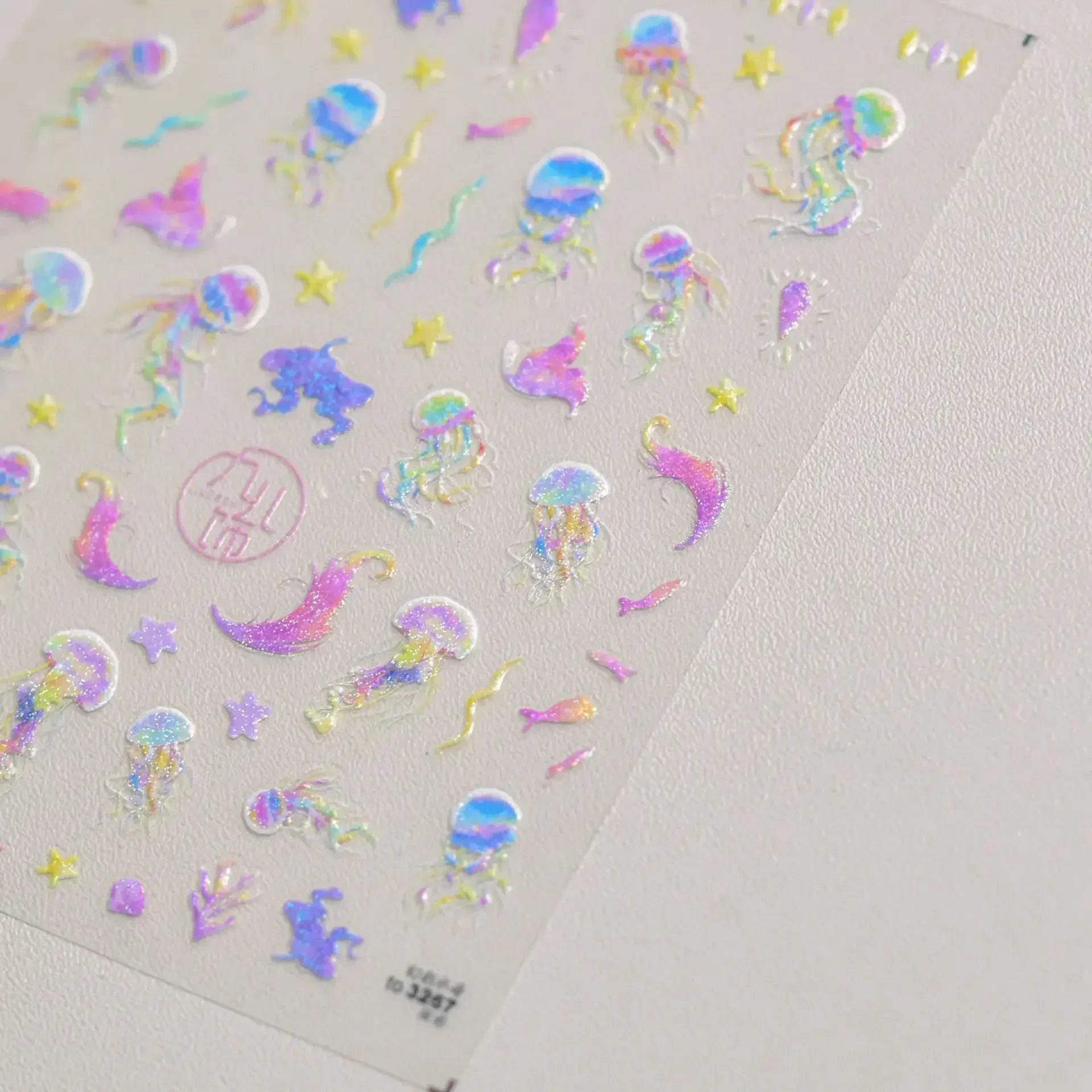 Goldfish Cavort Water Grass Lotus Flower Leaf Brocaded Carp Koi Ripple Droplet Water Bubbles 5D Nail Art Stickers Manicure Decal