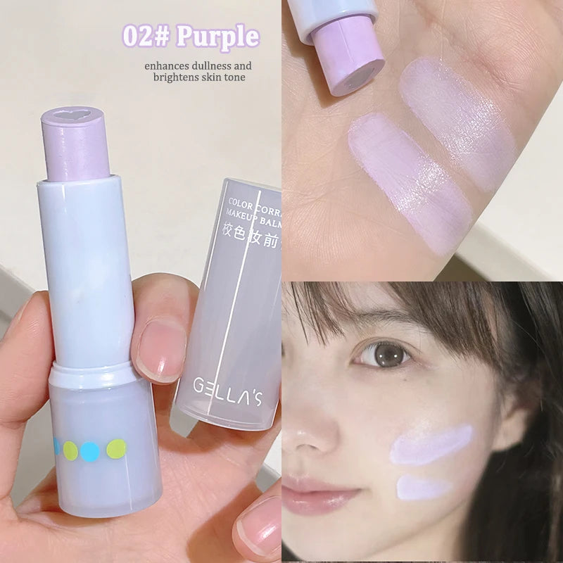 Color Correcting Makeup Primer Balm Moisturizing Green Purple Concealer Cream Cover Dark Circles Brighten Face Foundation Base