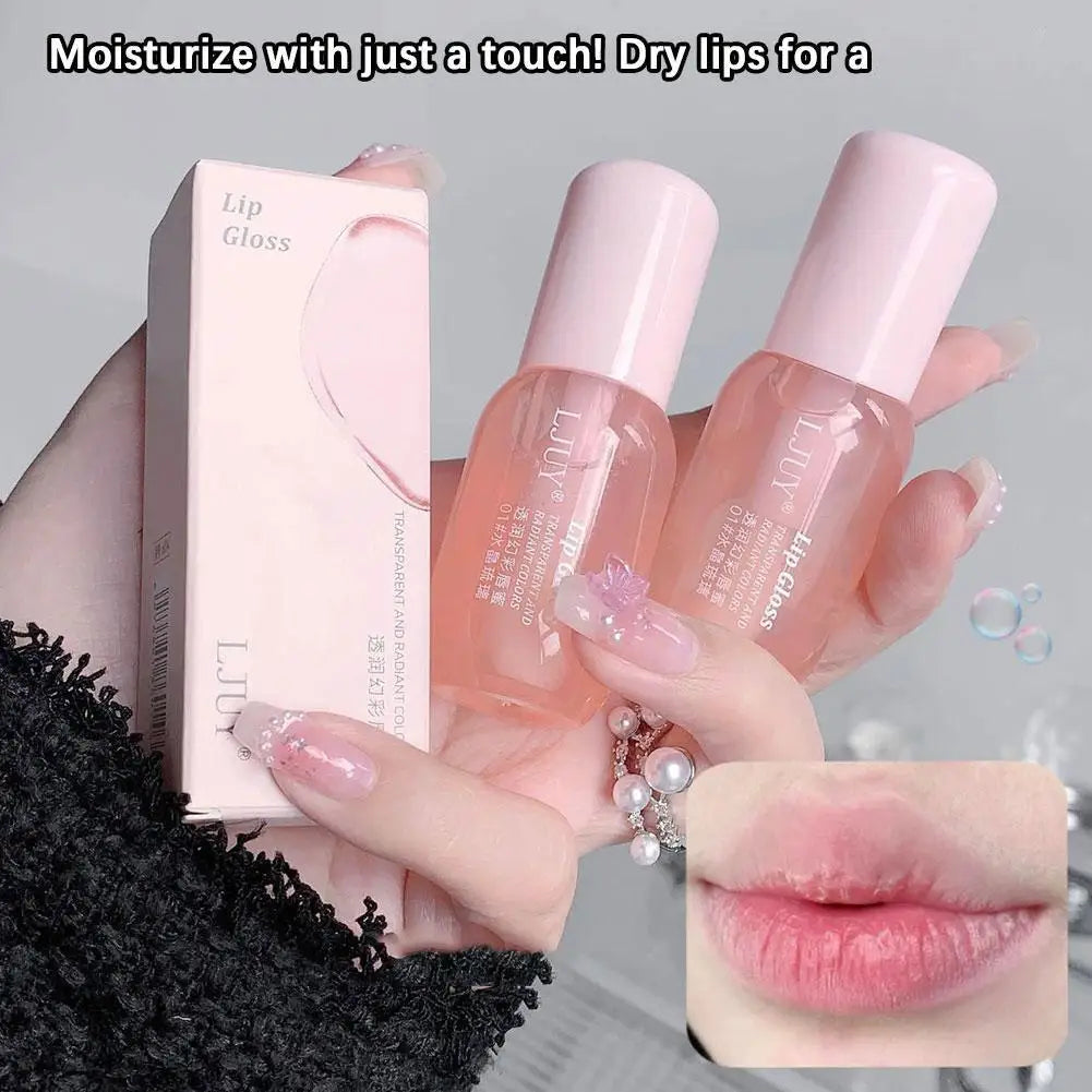 Fruit Crystal Jelly Lip Oil Hydrating Transparent Glass Lip Gloss Plumping Clear Lip Plumper Serum Lips Care Makeup Cosmetics