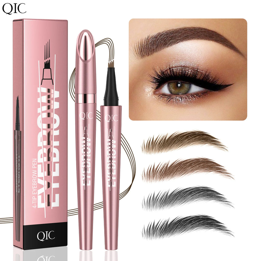 4 Fork Tip Eyebrow Pencil 3D Microblading Waterproof Dark Brown Natural Colour Fine Stroke Magic Eyebrow Pencil 2024 New Ladies